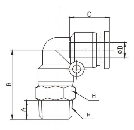 Imperial Threaded Male Elbow Push Fit Fitting Dimensions